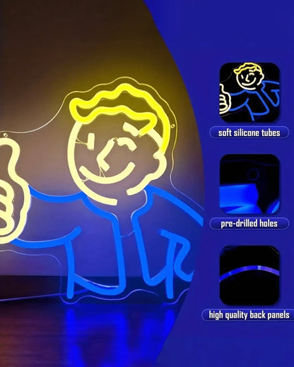 Neon Fallout Vault Boy LED