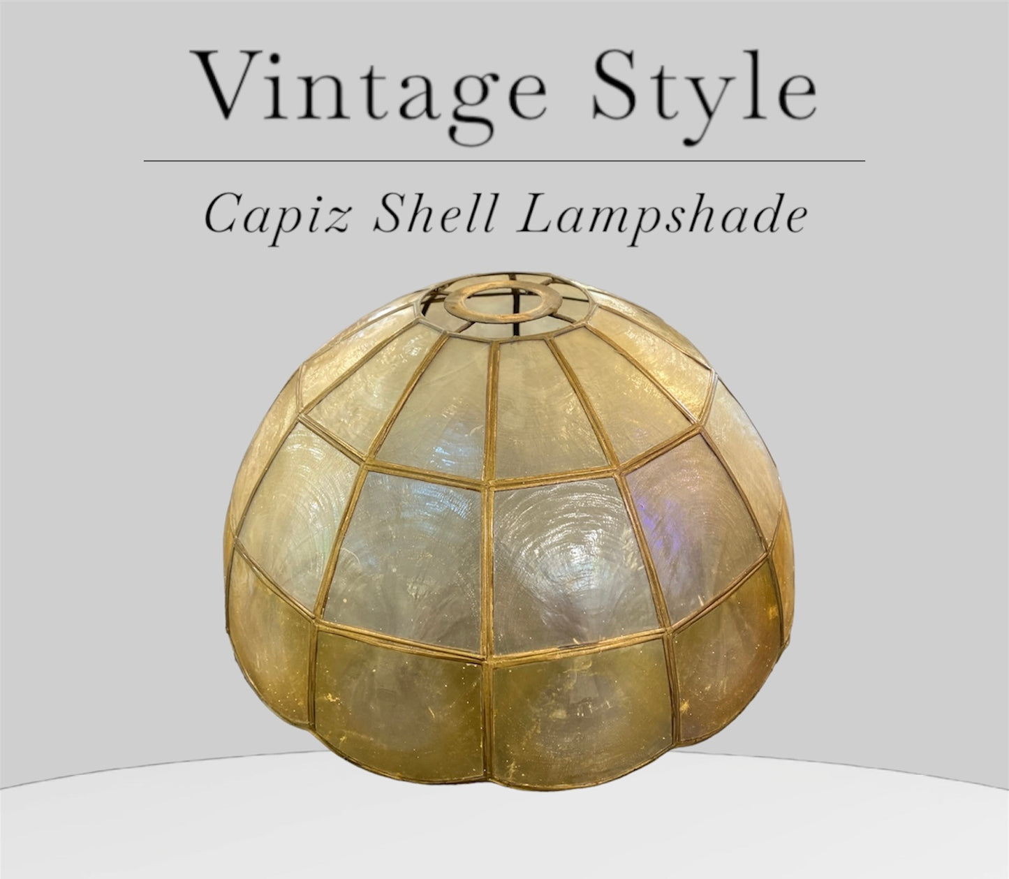 Vintage Early 20th Century Capiz Shell Ceiling lamp Shade with Brass Framework (2)