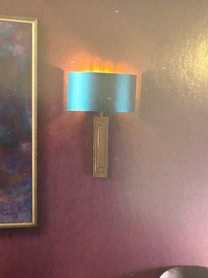 EX DISPLAY Adler Wall Light E27 Bronze with Teal Satin Shade