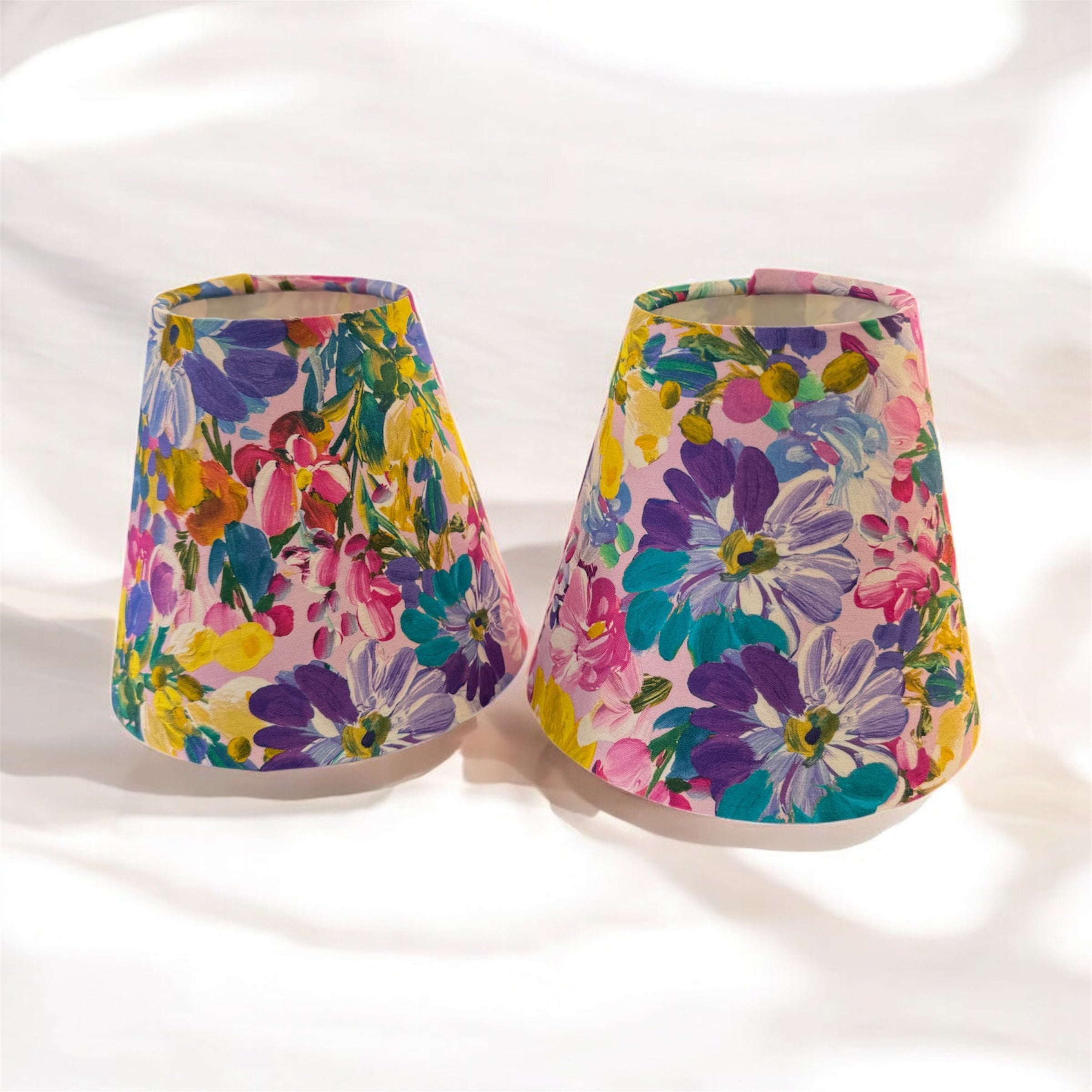 Hand Crafted Candle Clip 6” Lampshade - Summer Flowers