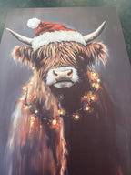 Highland cow Christmas Art Print