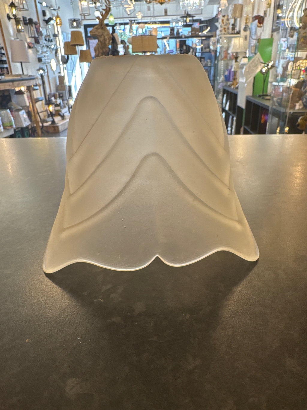 (34) Unknown Fitting - Vintage glass bell shade with ridged design for ES lampholder