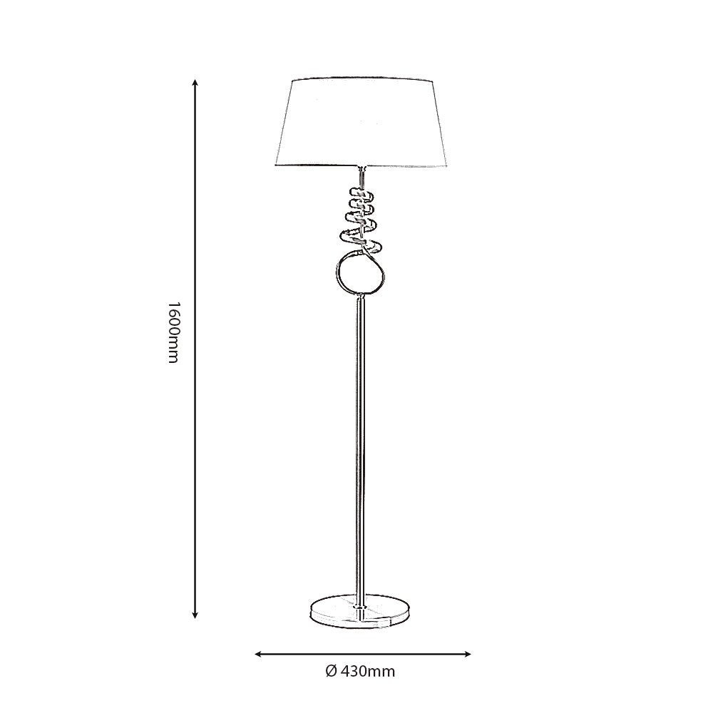 Brampton Spiral Artistic Floor Lamp Complete with Shade, 1x E27
