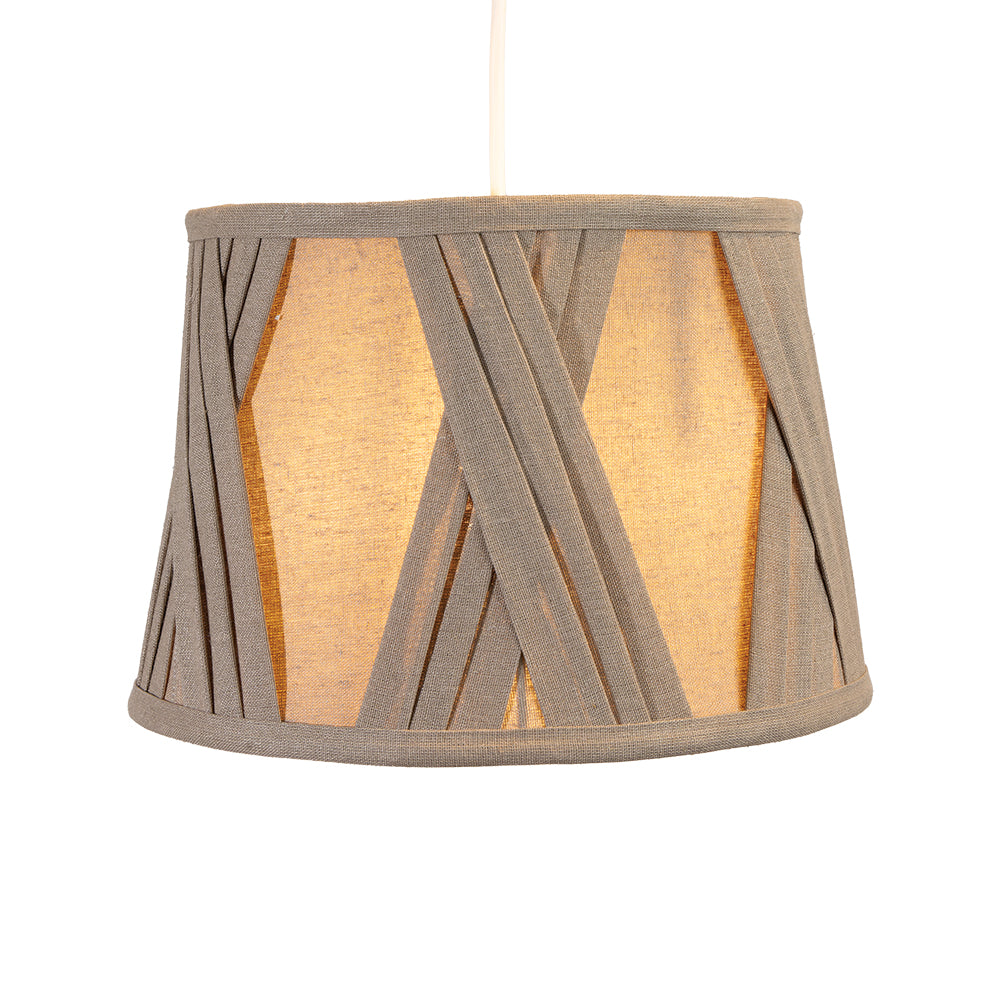 12" Gathered Cross Pleated Shade With Reversible Gimble for Lamps and Ceiling Fittings (Oaks G907/12 MO)