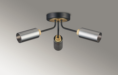 Holly Flush 3 Light Ceiling Fitting With Smoked Tubular Glass Shades