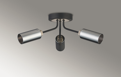 Holly Flush 3 Light Ceiling Fitting With Smoked Tubular Glass Shades