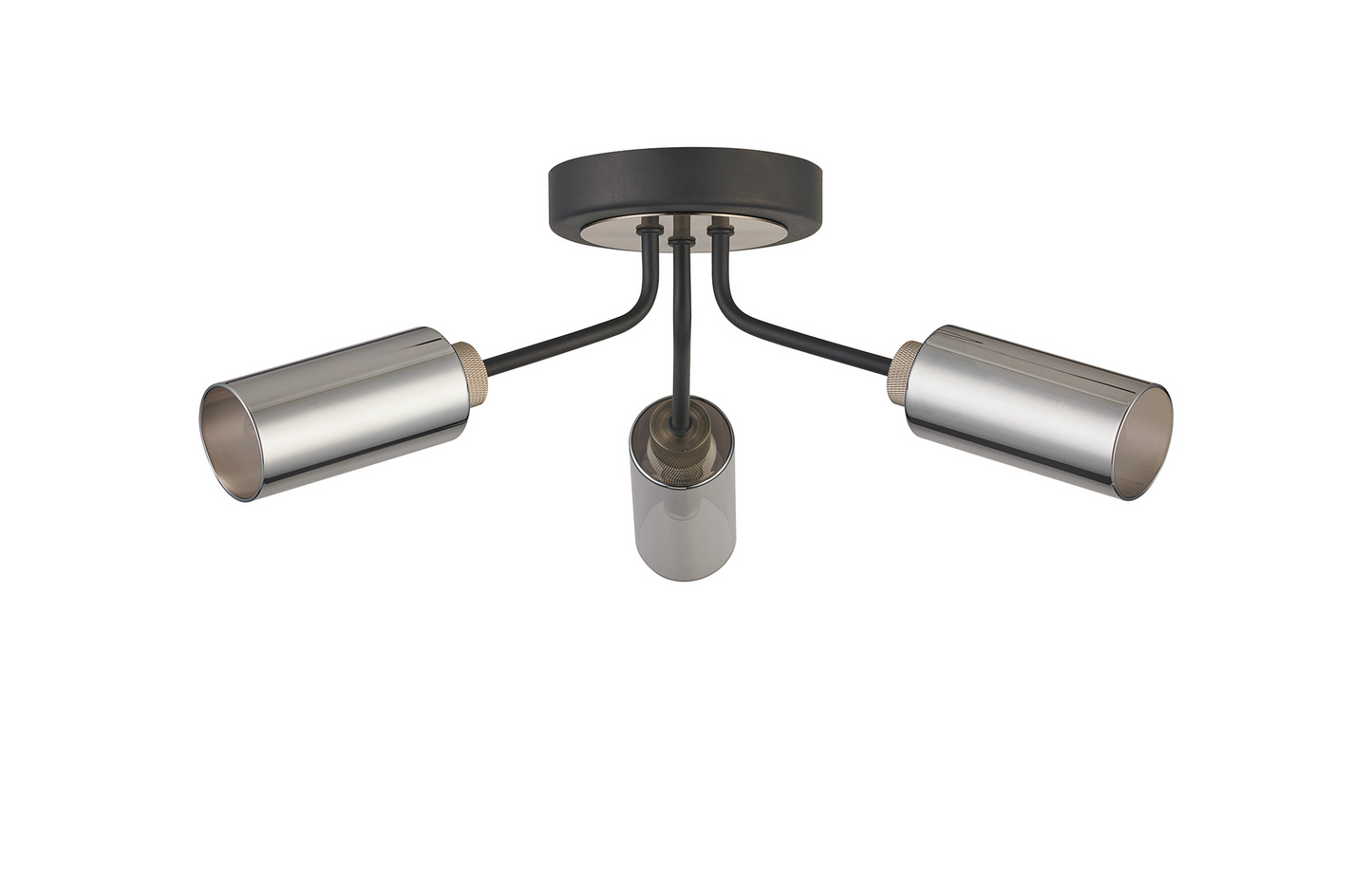 Holly Flush 3 Light Ceiling Fitting With Smoked Tubular Glass Shades