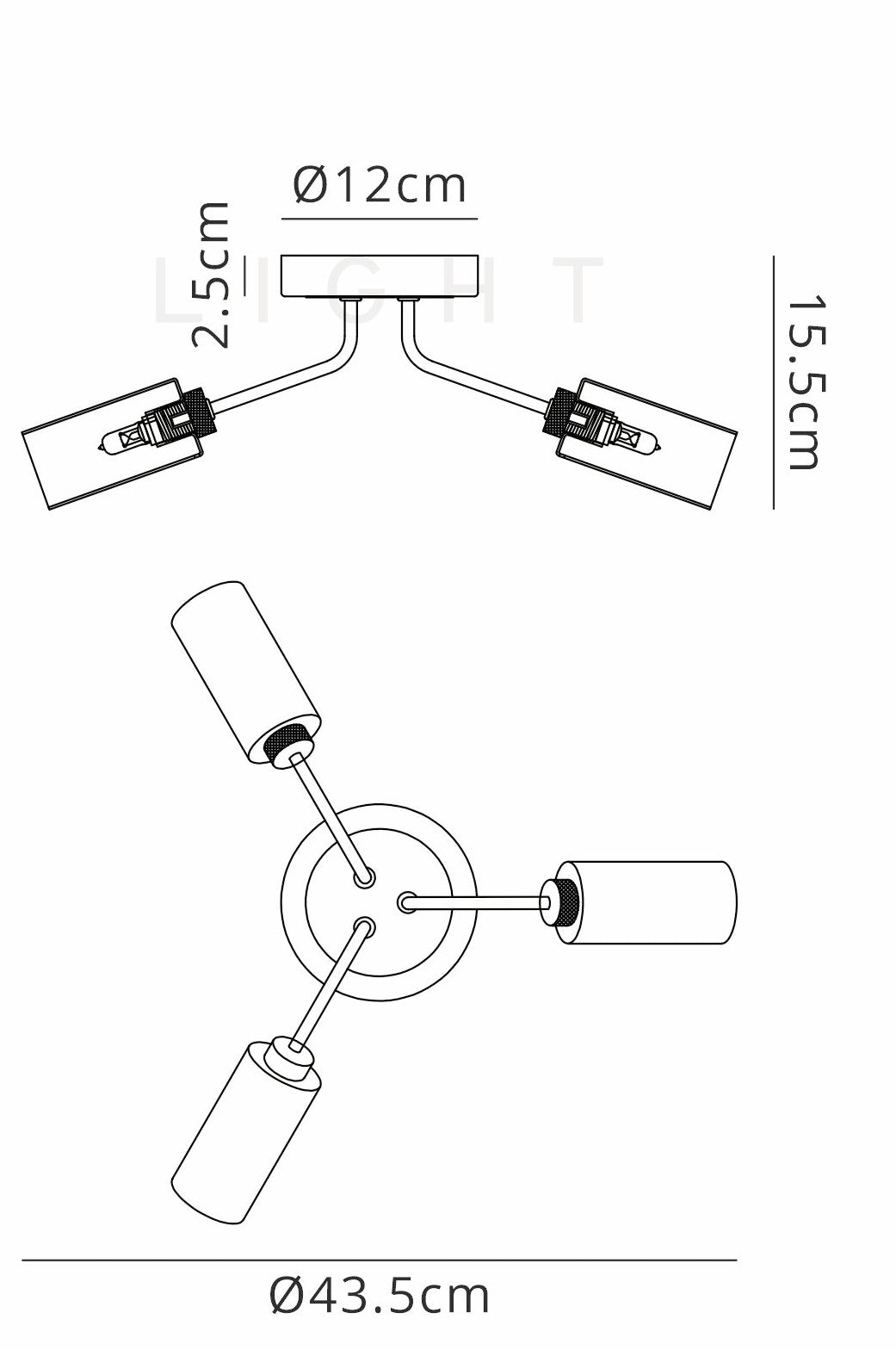 Holly Flush 3 Light Ceiling Fitting With Smoked Tubular Glass Shades