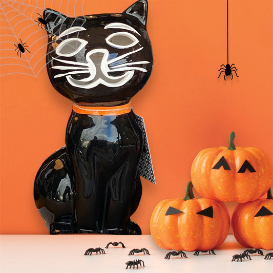 Halloween Cat Light Up Ceramic Figure