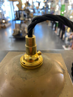 Restored Victorian Mini Ceiling Lantern in Brass and Black with Dimpled Glass