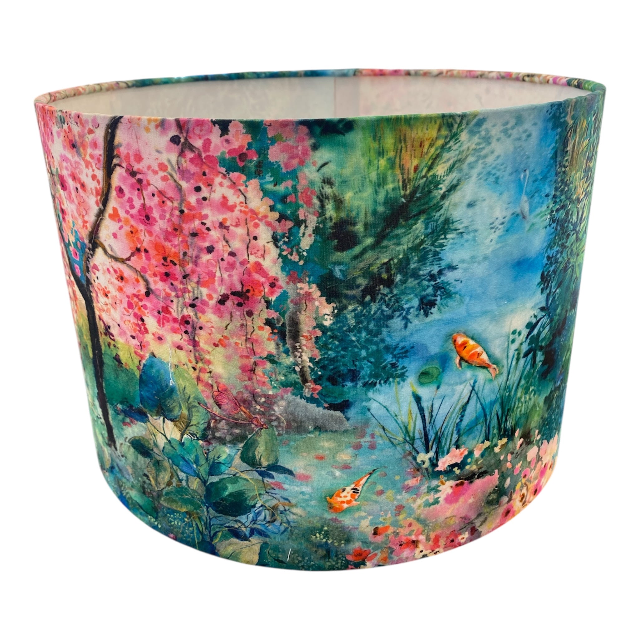 Hand Crafted Drum Lampshade - Koi Pond