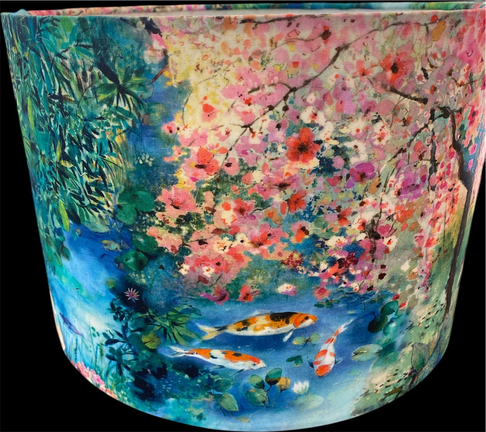 Hand Crafted Drum Lampshade - Koi Pond
