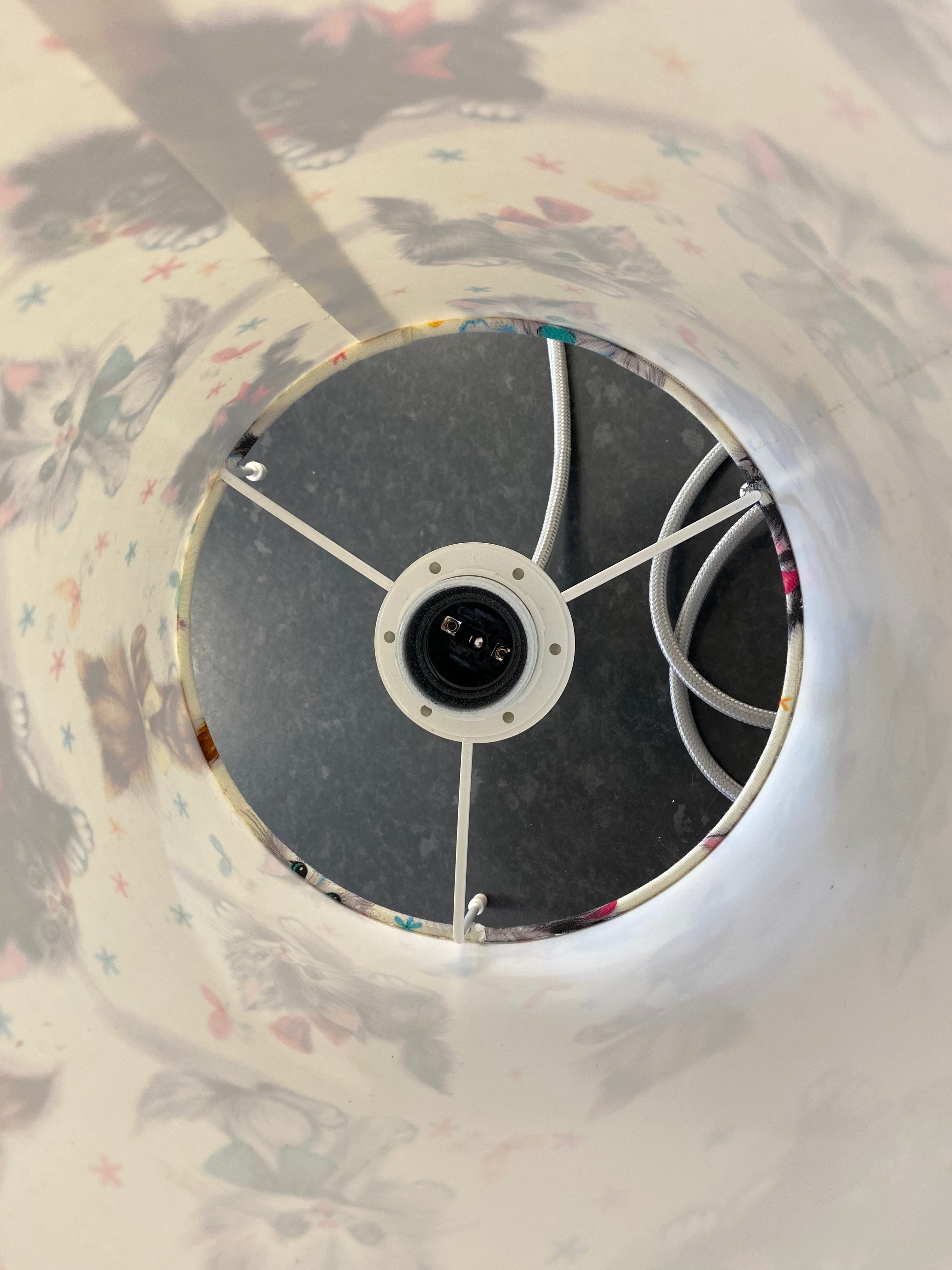 Vintage Style Table Lamp with Hand Crafted Shade - Vintage Cats