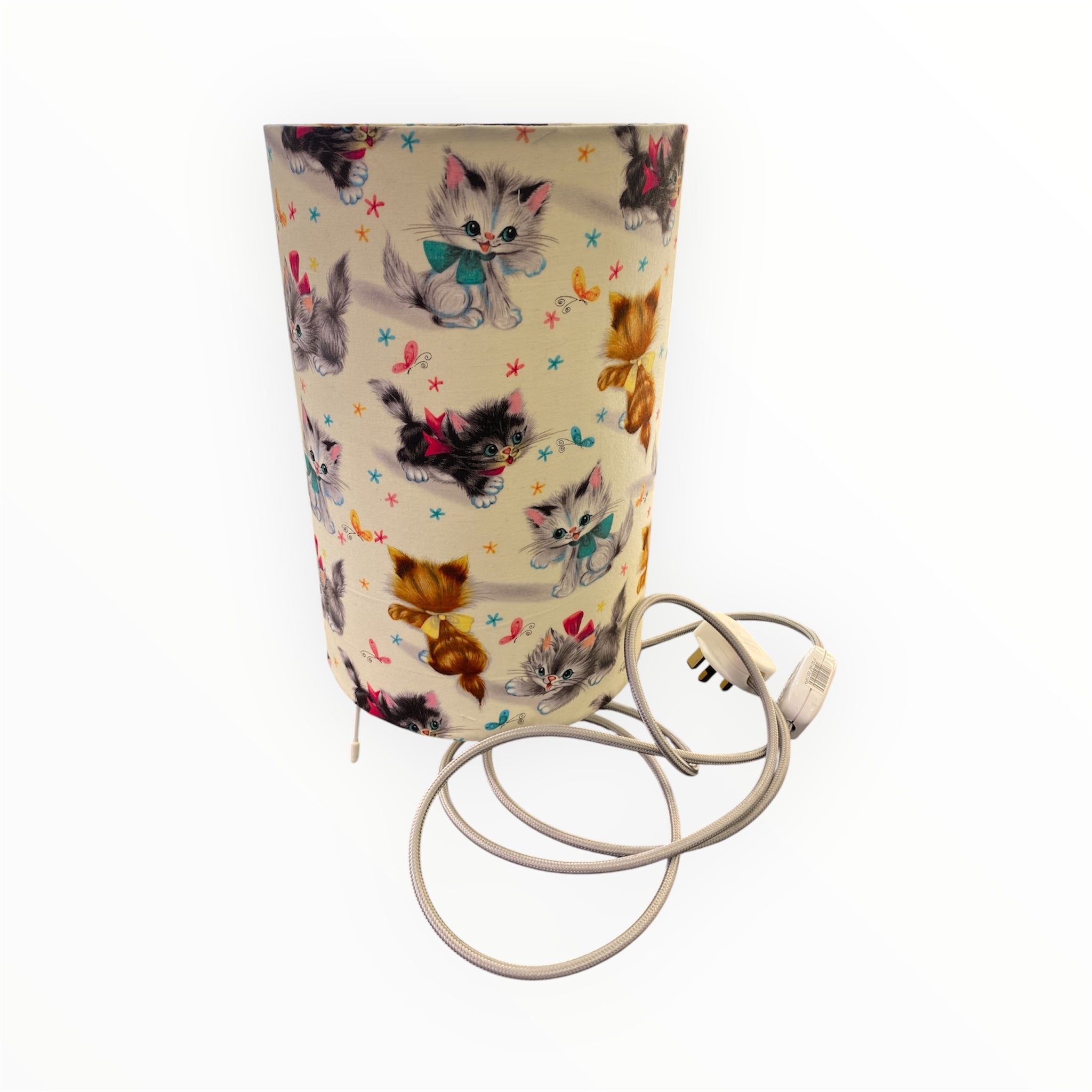 Vintage Style Table Lamp with Hand Crafted Shade - Vintage Cats