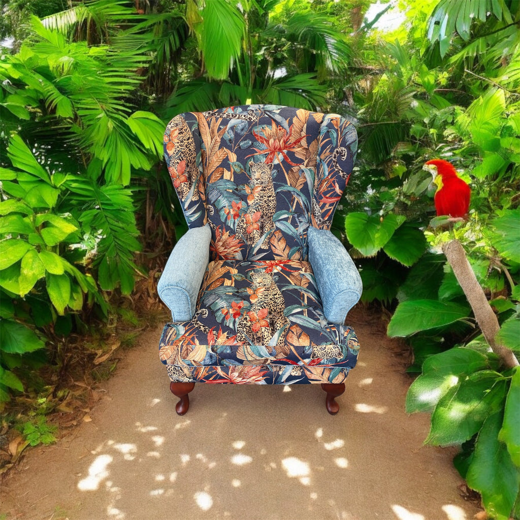 Tropical Leopards Wing Back Armchair by Acantha Maude