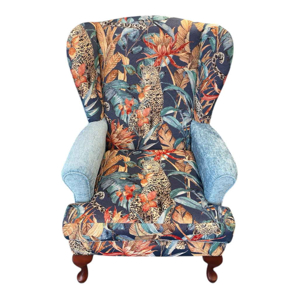 Tropical Leopards Wing Back Armchair by Acantha Maude