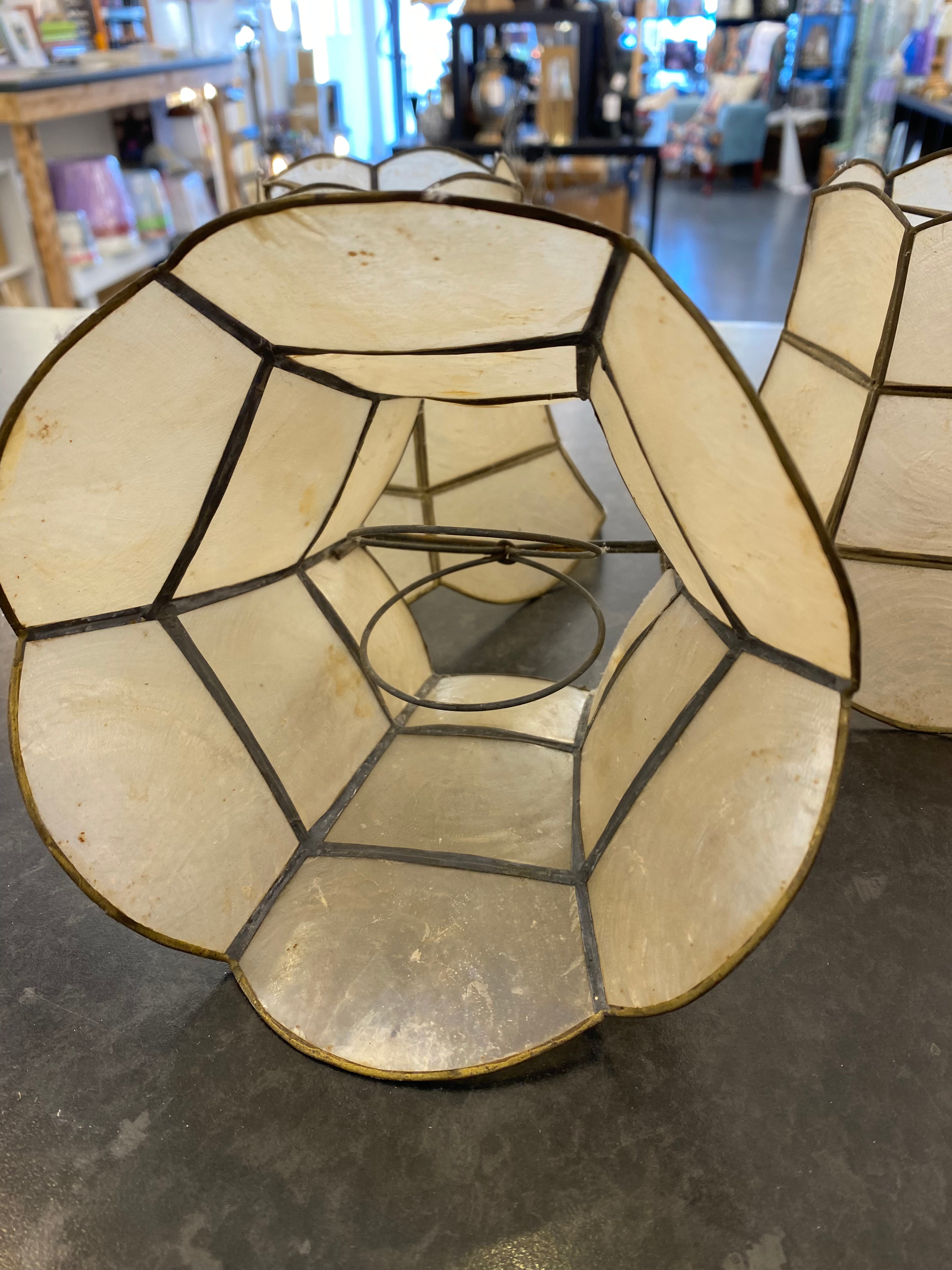 Vintage 1950’s Capiz Shell Clip on Shades - Set of 4