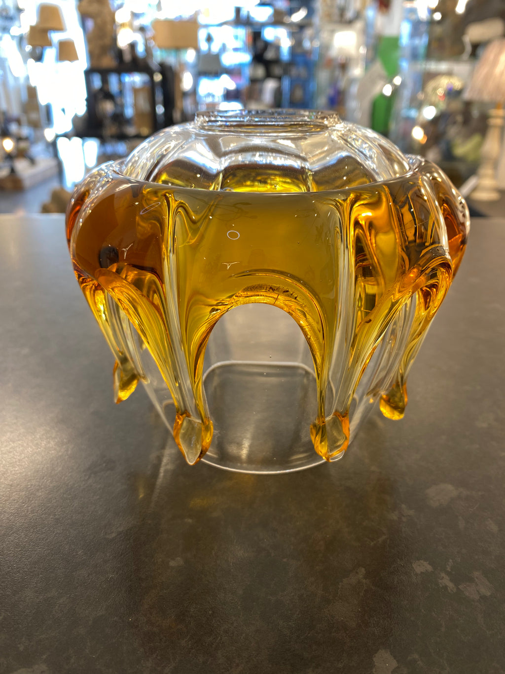 (33) Unknown Fitting - Murano vintage glass with amber dribbles