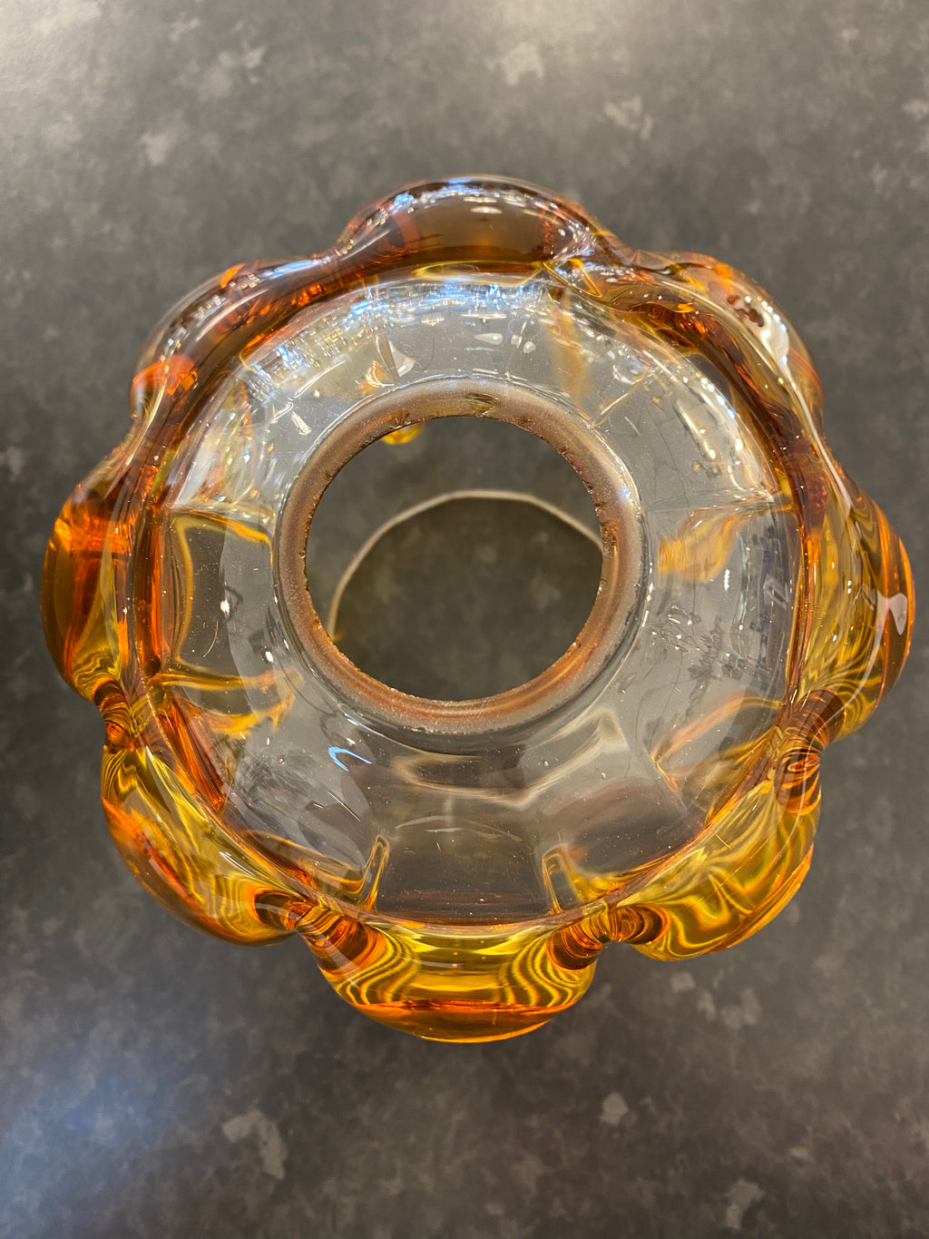 (33) Unknown Fitting - Murano vintage glass with amber dribbles