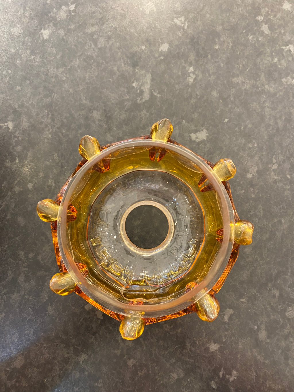 (33) Unknown Fitting - Murano vintage glass with amber dribbles