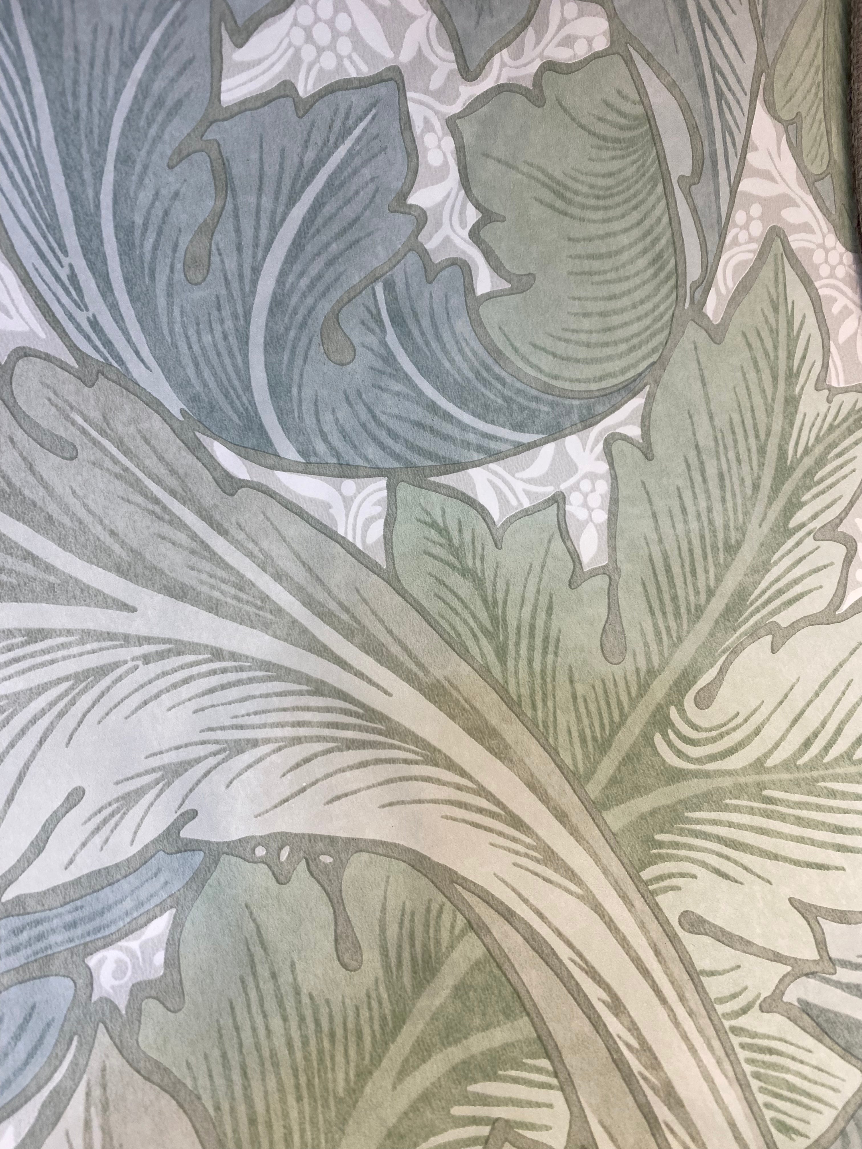 Hand Crafted Double Sided 40cm Drum Lampshade - Vintage Morris Sage