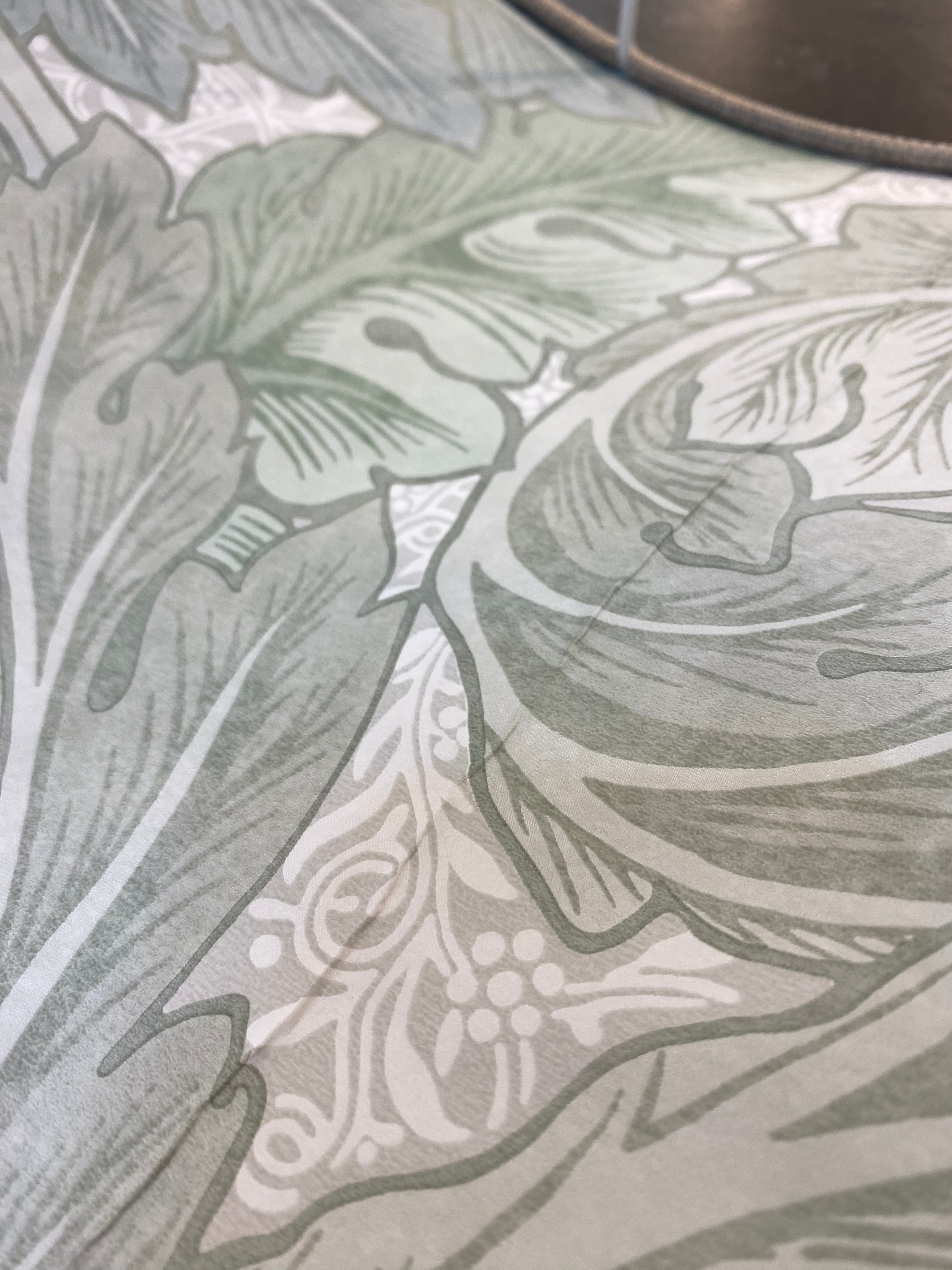 Hand Crafted Double Sided 40cm Drum Lampshade - Vintage Morris Sage