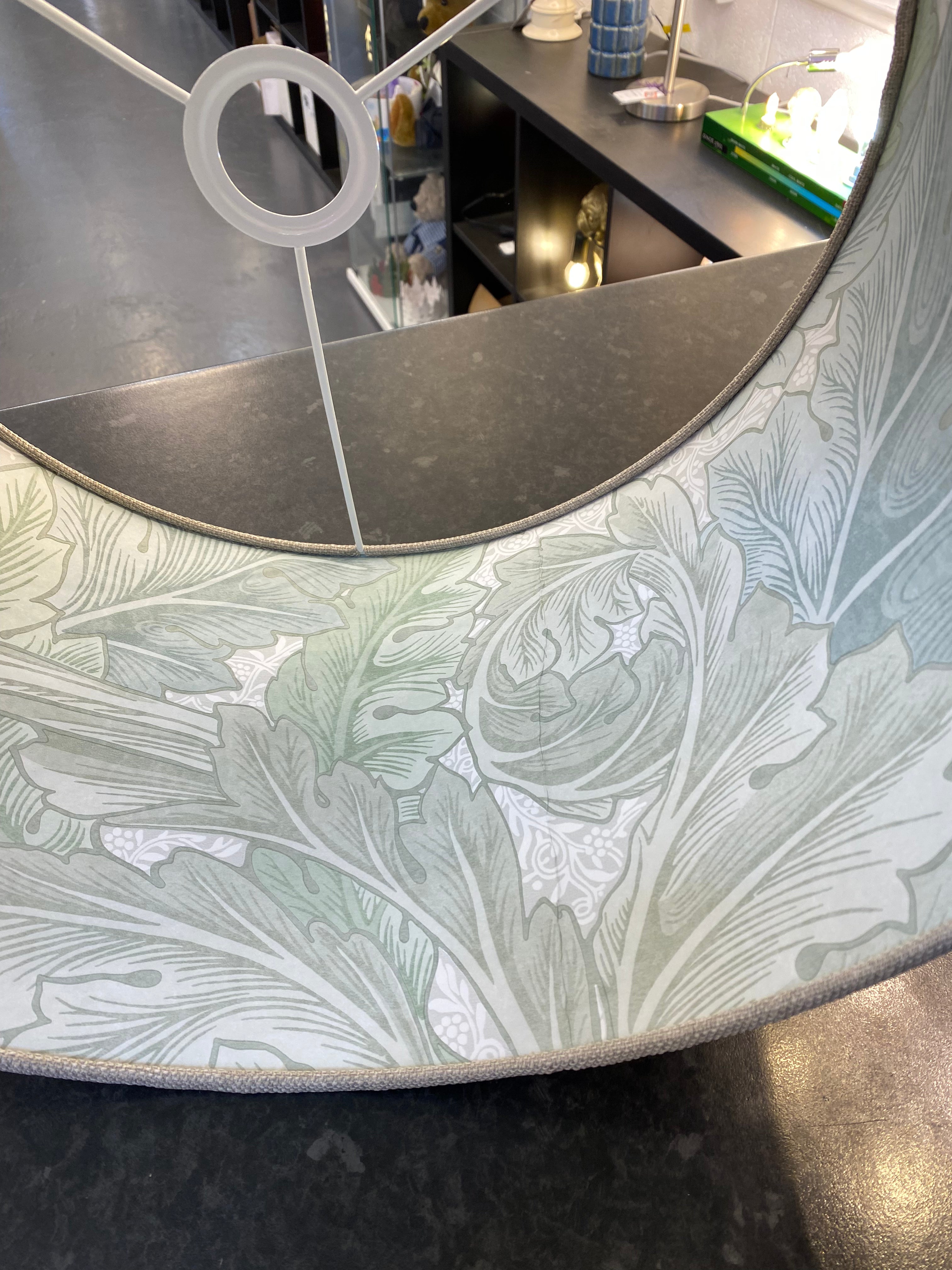 Hand Crafted Double Sided 40cm Drum Lampshade - Vintage Morris Sage