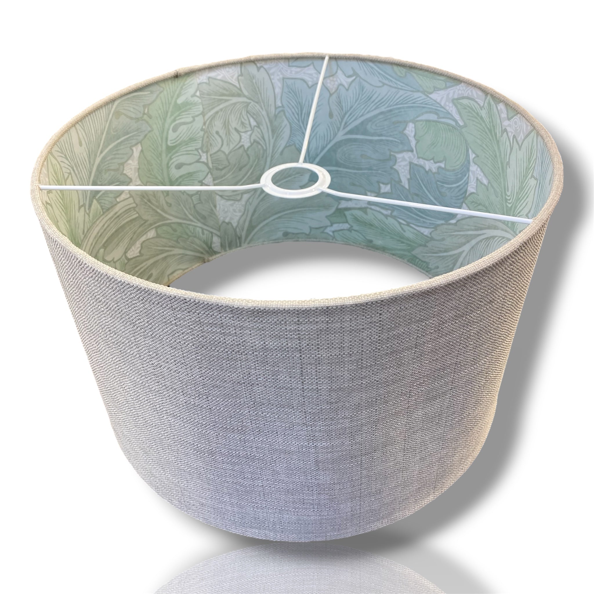 Hand Crafted Double Sided 40cm Drum Lampshade - Vintage Morris Sage