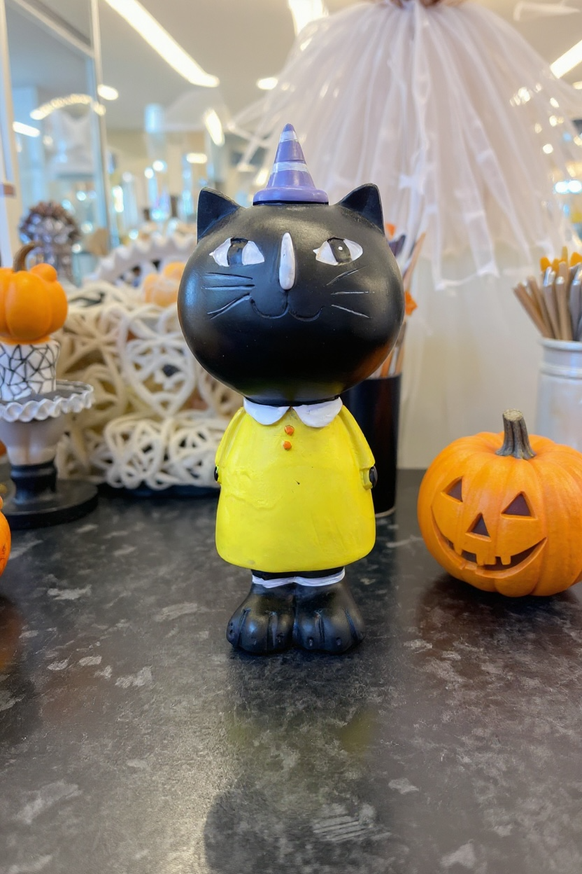 Halloween Cat Ceramic Figurine