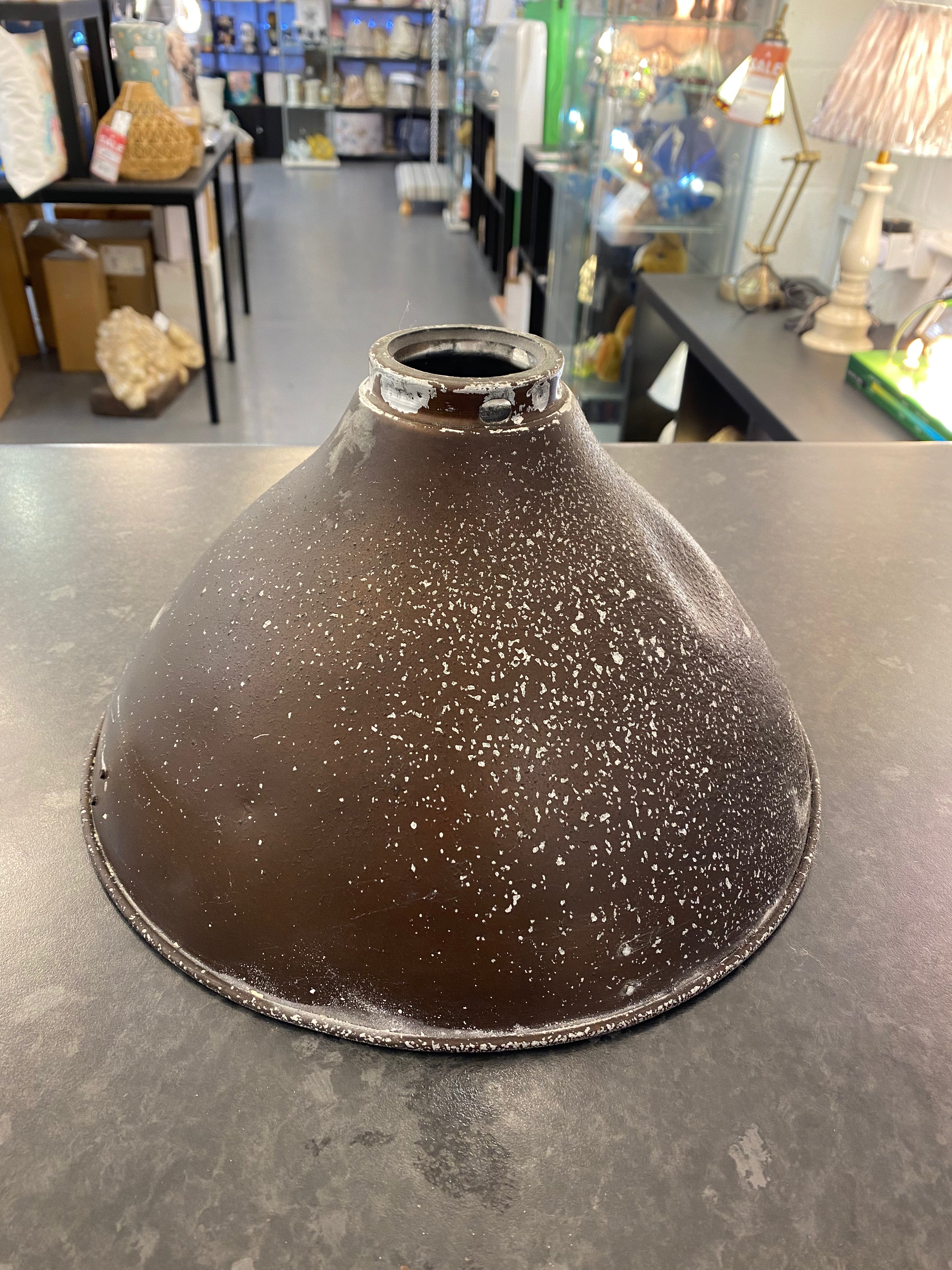 Original 1940’s Tin and Hollophane Glass Industrial style shade