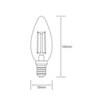 Luxram 20w Equivalent, E14 SES , 2w NON DIMMABLE Low Power Filament LED Candle Bulb  (250lm)