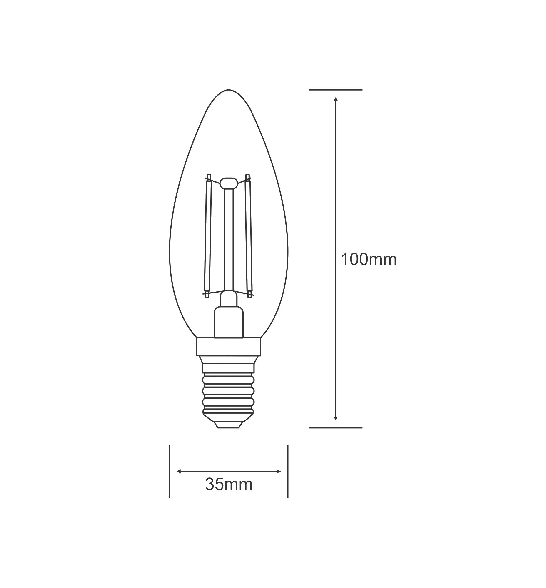 Luxram 20w Equivalent, E14 SES , 2w NON DIMMABLE Low Power Filament LED Candle Bulb  (250lm)