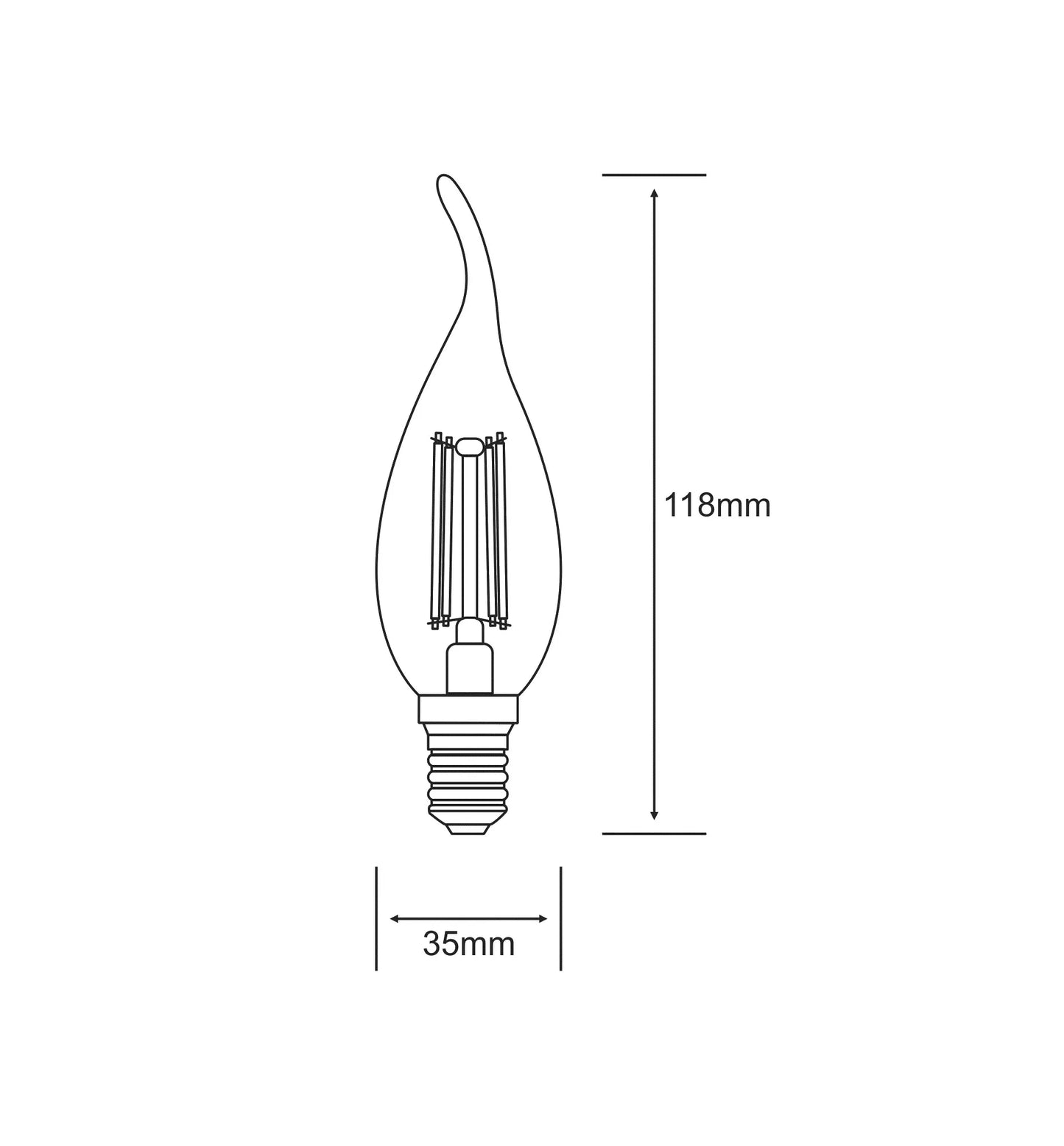 Luxram Candle Tip E14, 4W, Warm White 2700K, 470lm, Value Classic LED