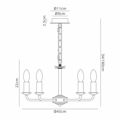 Banyan 5 Light Multi Armed Fitting with E14 Lampholders, NOT inc shade  (Deco D0358)