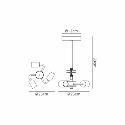 Baymont 3 Light Semi Flush Fititng