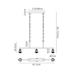 Dreifa Curved Linear Pendant (FRAME ONLY), 3 x E27 (Not inc Shades)