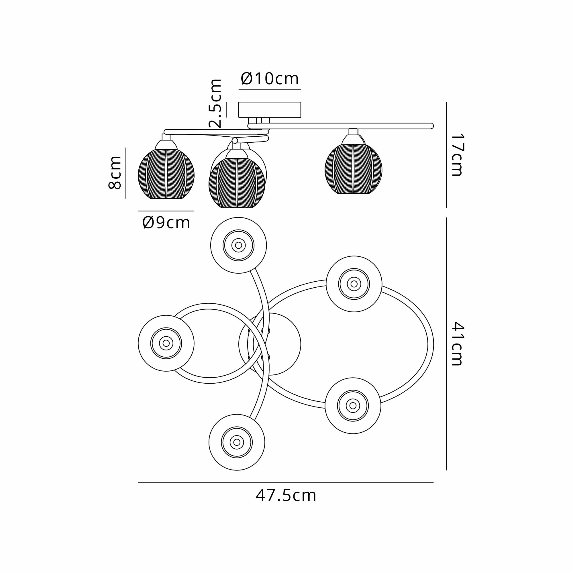 Beatrix Flush Ceiling Light, 5 x G9, Polished Chrome/Clear Glass