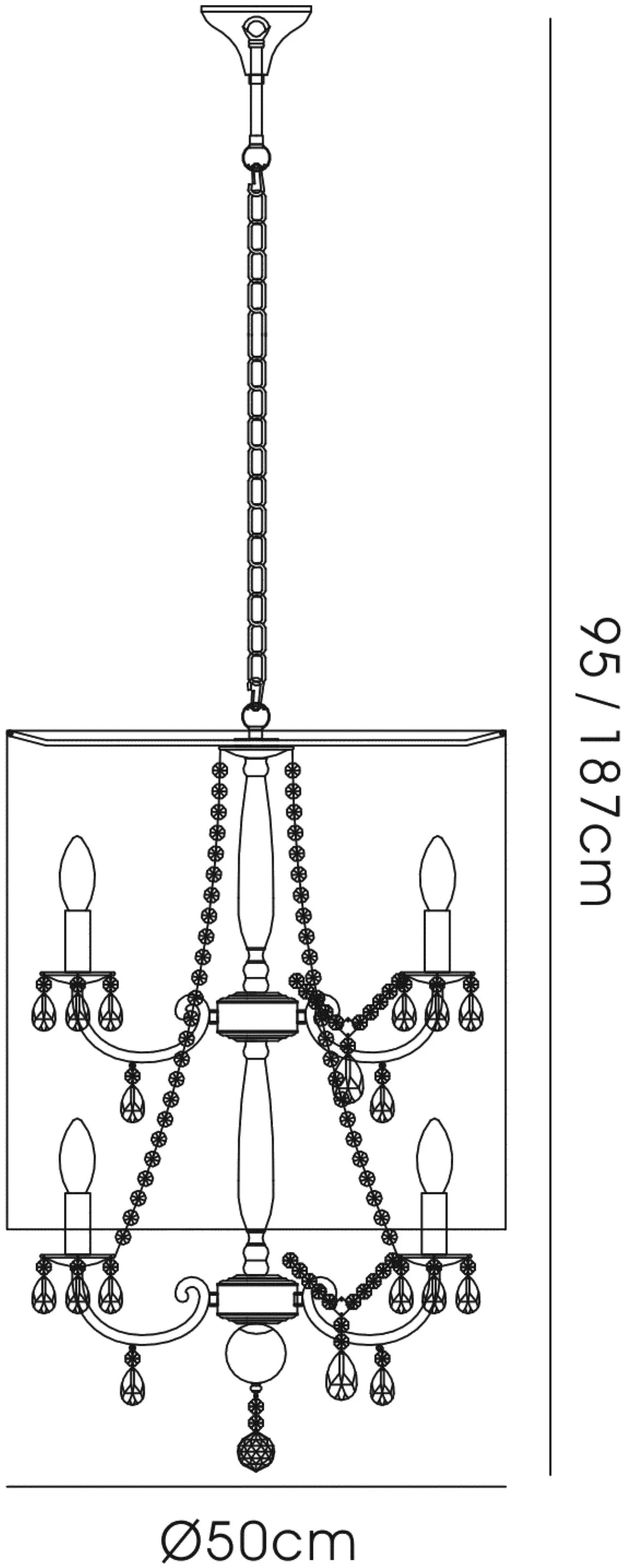 Ella Chandelier Pendant With Silk String Shade, 8 Light E14, Metal/Crystal (Diyas IL30069 / IL30068)