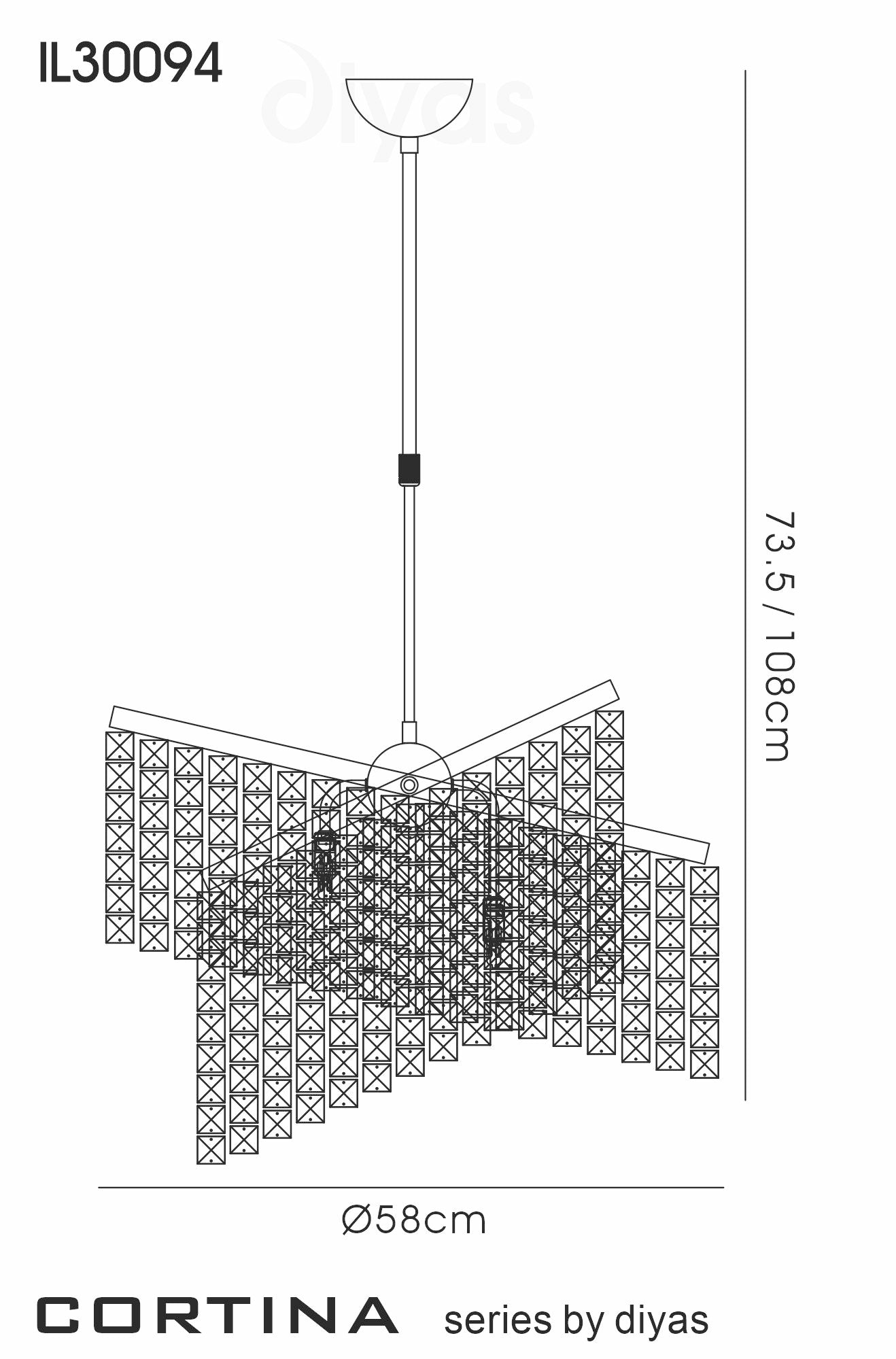 Cortina Large Telescopic Pendant