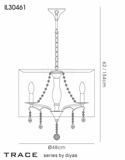 Trace Pendant With Chrome Shade, 5 Light E14,  Polished Chrome/PVC /Crystal