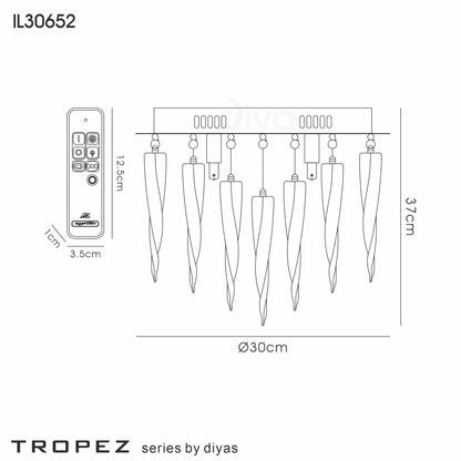 Tropez Ceiling 3 Light G9 With RGB LEDs And Remote Control Polished Chrome/Glass