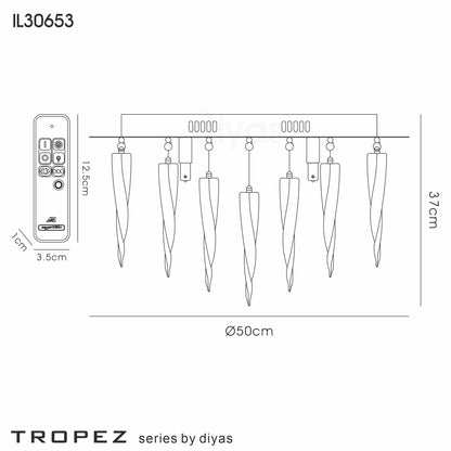 Tropez Ceiling 6 Light G9 With RGB LEDs And Remote Control Polished Chrome/Glass