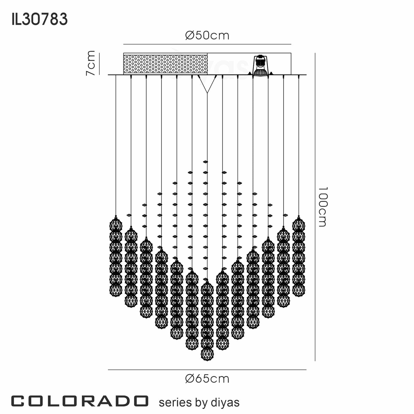 Colorado 7 Light Diamond Chandelier