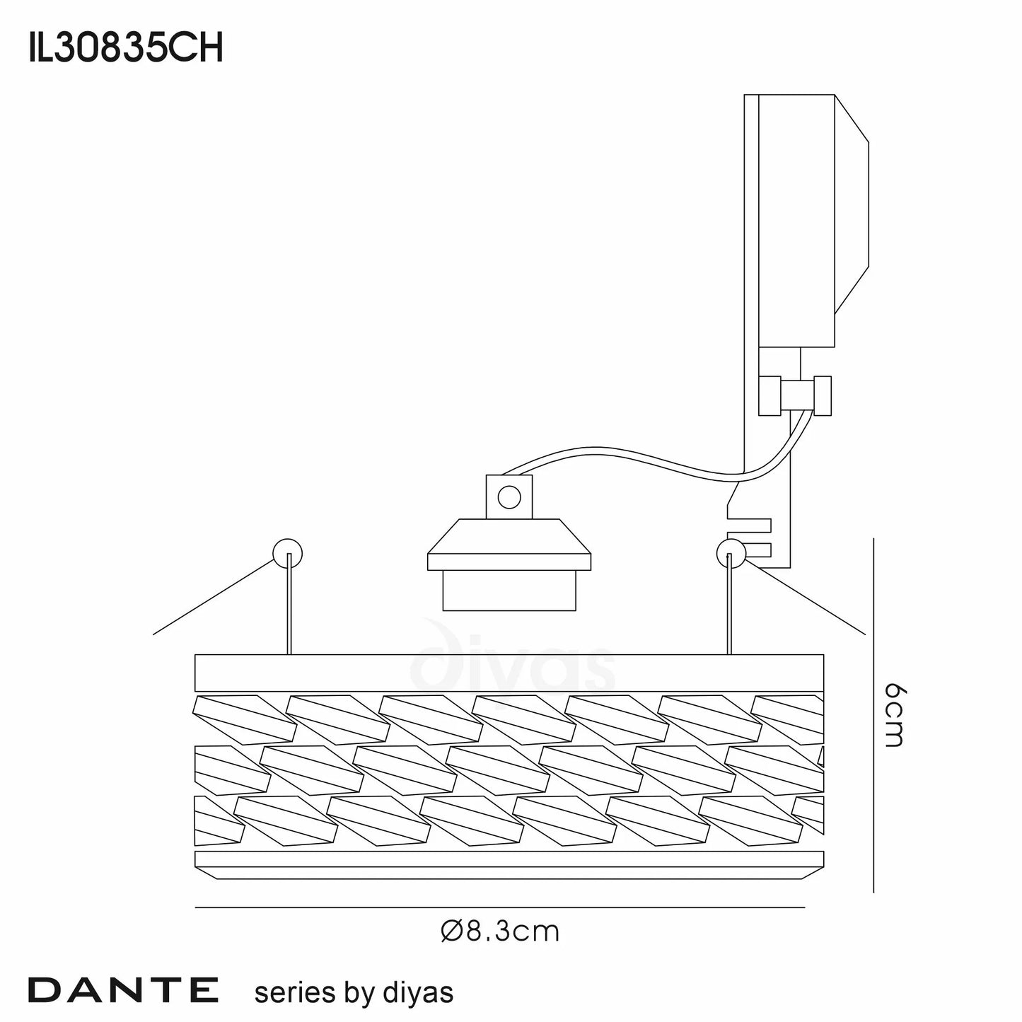 Dante GU10 Downlight 1 Light With 3 Levels Of Crystal Beads (DIYAS IL30835CH)