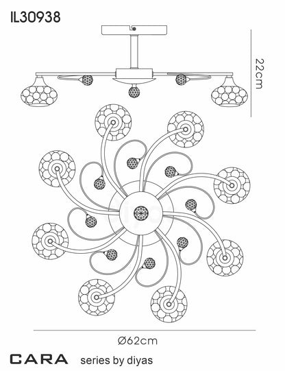 Cara Large Semi Fush Ceiling Light