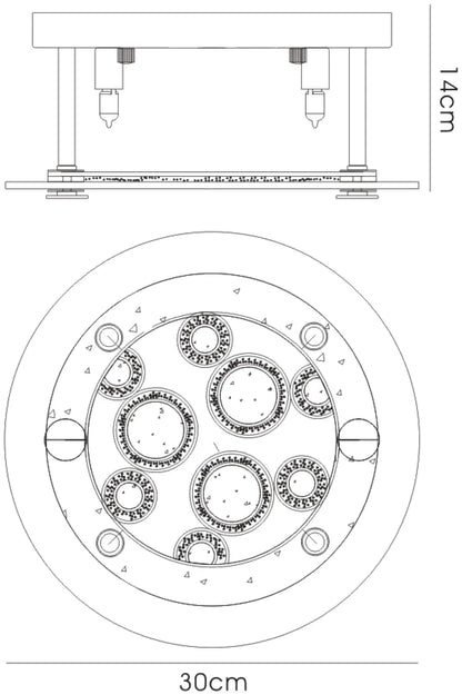 Destello Ceiling Flush Light,  Round With Circle Pattern, 4 Light G9, Polished Chrome/Crystal (Diyas IL30983)