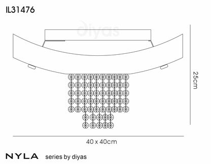 Nyla Square Ceiling 5 Light E14 Polished Chrome/Glass/Crystal