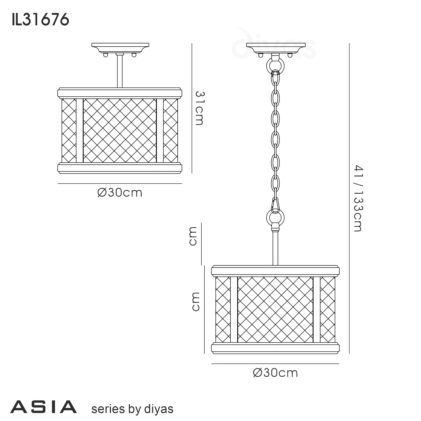 Asia Pendant/Semi Ceiling Convertible Light