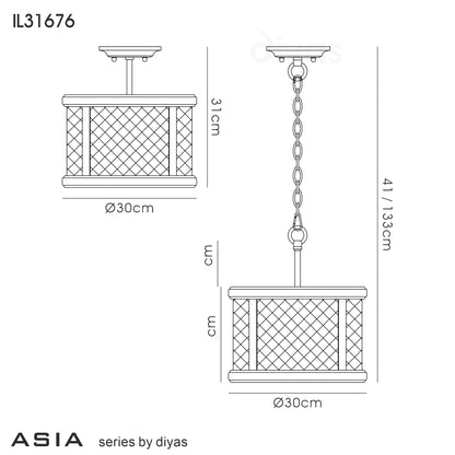 Asia Pendant/Semi Ceiling Convertible Light