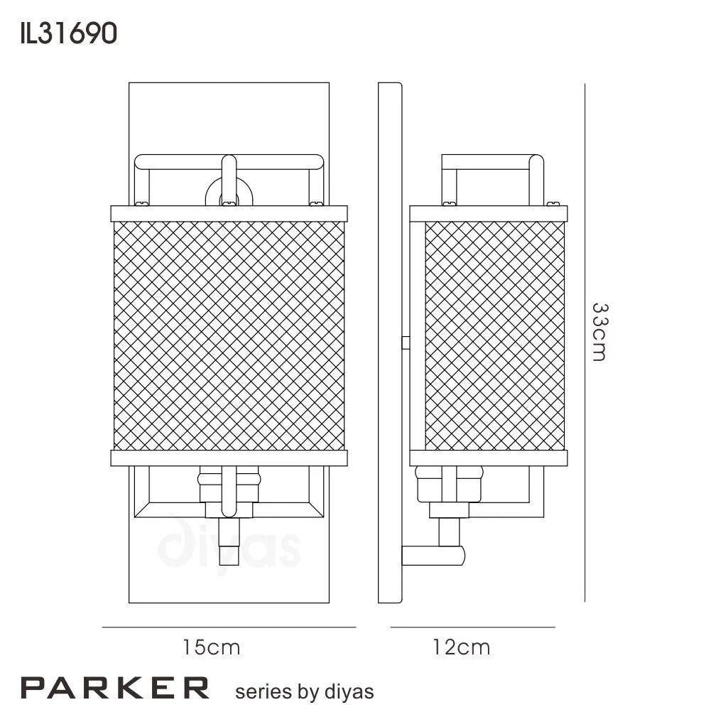 Parker Wall Lamp 1 Light E27 Weathered Zinc/Brushed Nickel